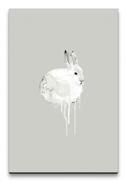 Aquarell Hase Modern Weiß Grau Dekorativ Kunstvoll