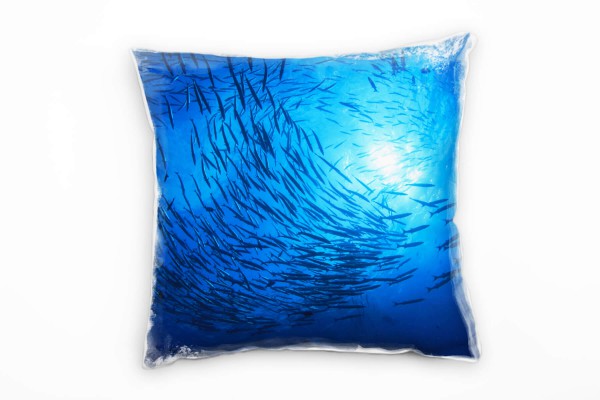Tiere, Fischschwarm, Unterwasser, blau Deko Kissen 40x40cm für Couch Sofa Lounge Zierkissen