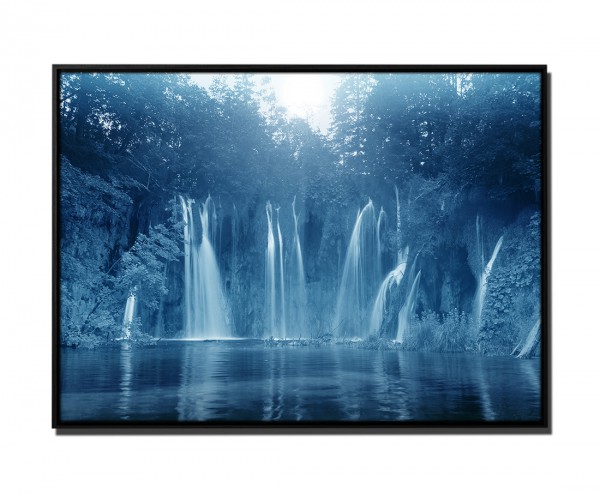 105x75cm Leinwandbild Petrol Wasserfall Nationalpark Kroatien