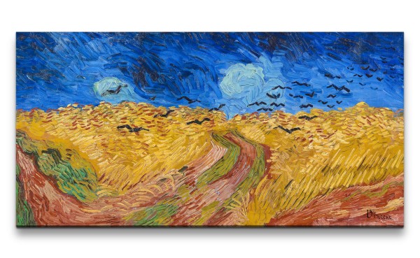 Remaster 120x60cm Krähen über Weizenfeld Vincent Van Gogh berühmtes Wandbild modernes Format