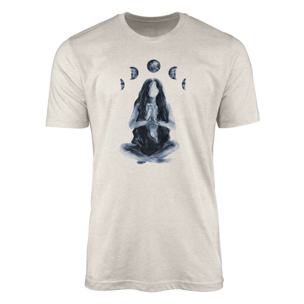 Herren Shirt 100% gekämmte Bio-Baumwolle T-Shirt Mondzyklus Aquarell junge Frau Motiv Nachhaltig Ök