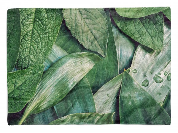 Handtuch Strandhandtuch Saunatuch Kuscheldecke mit Fotomotiv Grüne Blätter Kuns