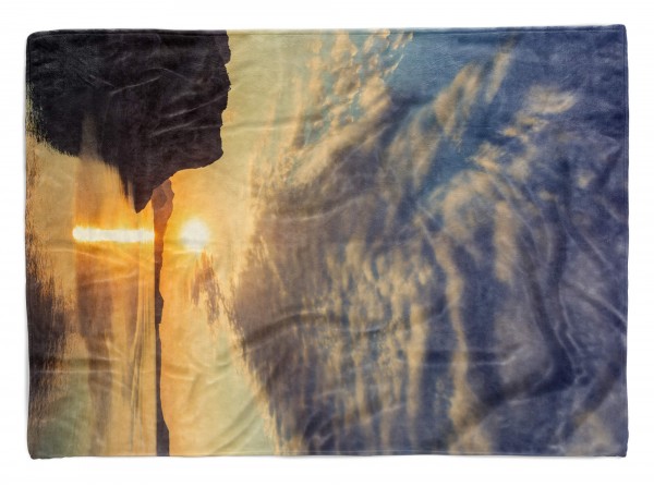 Handtuch Strandhandtuch Saunatuch Kuscheldecke mit Fotomotiv Sonnenuntergang Fe