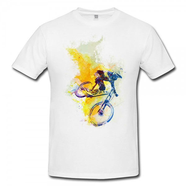 MTB DH Herren und Damen T-Shirt Sport Motiv aus Paul Sinus Aquarell