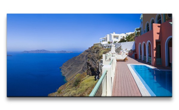 Leinwandbild 120x60cm Mittelmeer Griechenland Sommer Inseln Klippen Urlaub