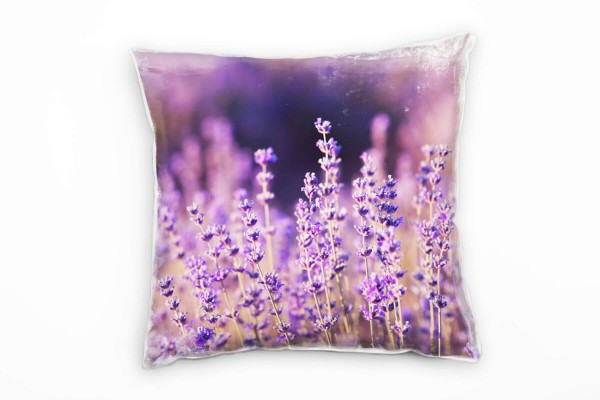 Blumen, lila, Lavendel Deko Kissen 40x40cm für Couch Sofa Lounge Zierkissen