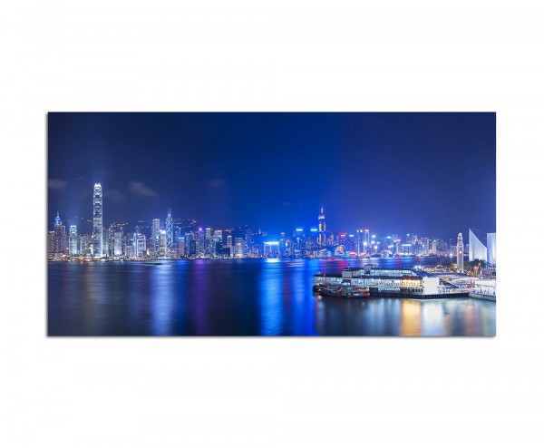 120x60cm Hongkong Meer Hafen Boote Gebäude
