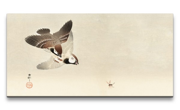 Remaster 120x60cm Ohara Koson traditionell japanische Kunst Schwalben jagen Fliege