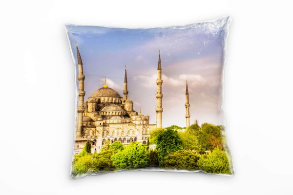 Urban, blau, braun, grün, blaue Moschee, Istanbul Deko Kissen 40x40cm für Couch Sofa Lounge Zierkiss