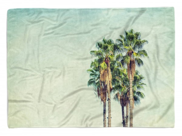 Handtuch Strandhandtuch Saunatuch Kuscheldecke mit Fotomotiv Palmen Sonnenschei