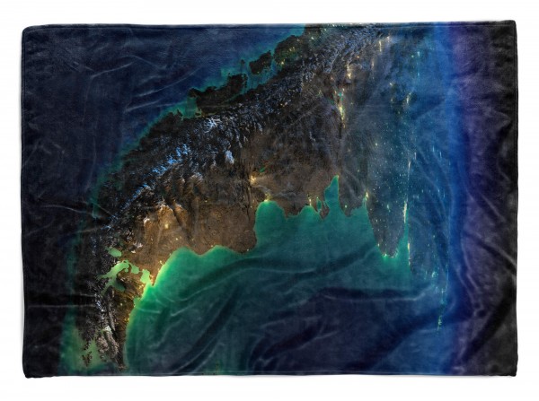 Handtuch Strandhandtuch Saunatuch Kuscheldecke mit Fotomotiv Erde Satellitenauf