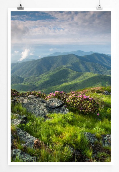60x90cm Landschaftsfotografie Poster Blue Ridge Mountain North Carolina USA