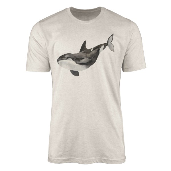 Herren Shirt 100% gekämmte Bio-Baumwolle T-Shirt Killerwal Orca Wasserfarben Motiv Nachhaltig Ökomo