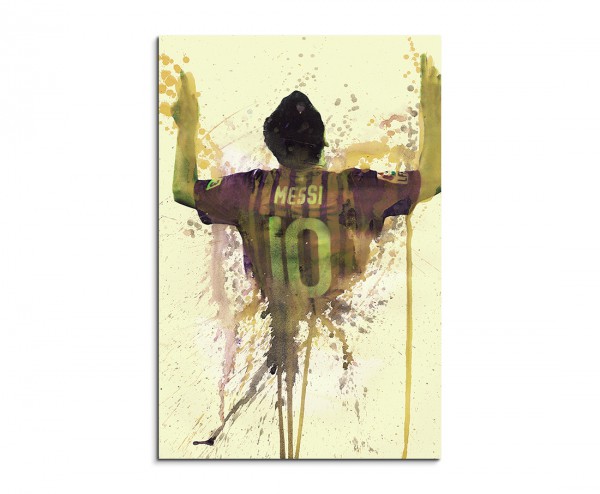 Messi 90x60cm Aquarell Art Leinwandbild
