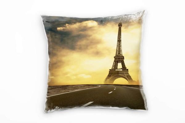 Abstrakt, braun, Eiffelturm, Straße Deko Kissen 40x40cm für Couch Sofa Lounge Zierkissen
