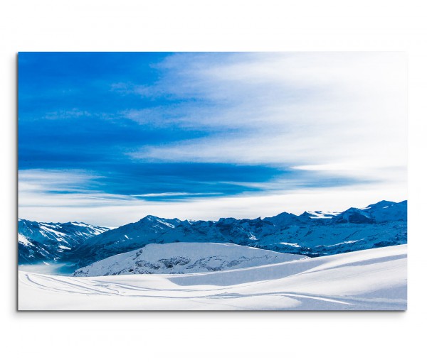 120x80cm Wandbild Berge Berggipfel Schnee Wolkenschleier
