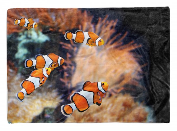 Handtuch Strandhandtuch Saunatuch Kuscheldecke mit Tiermotiv Clownfische Korall