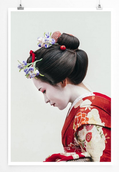 60x90cm Poster Künstlerische Fotografie  Porträt einer Maiko Geisha in Gion Kyoto