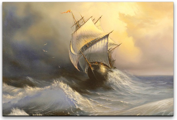 altes Segelschiff im Sturm Wandbild in verschiedenen Größen