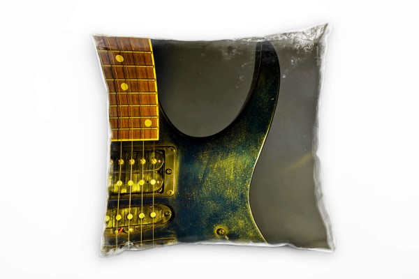 Macro, braun, grün, gold, E-Gitarre Deko Kissen 40x40cm für Couch Sofa Lounge Zierkissen