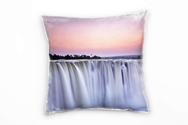 Natur, weiß, orange, Wasserfall, Morgenlicht Deko Kissen 40x40cm für Couch Sofa Lounge Zierkissen