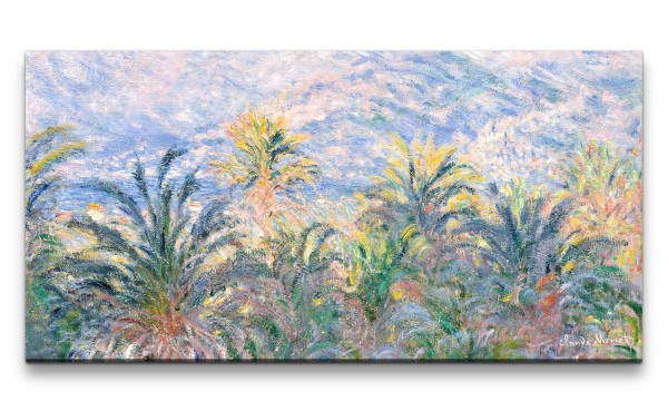 Remaster 120x60cm Claude Monet Impressionismus weltberühmtes Wandbild Palm Trees at Bordighera