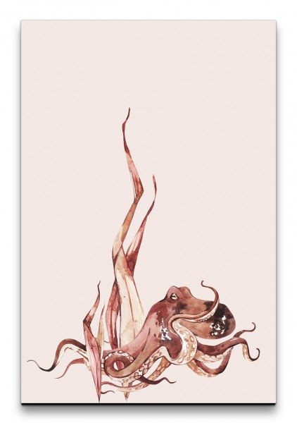 Oktopus Aquarell Rot Modern Minimalistisch Kunstvoll Dekorativ