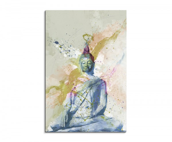 Buddha I 90x60cm Aquarell Art Leinwandbild Old