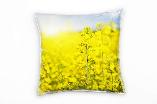 Macro, Blumen, gelb, Sonnenstrahlen Deko Kissen 40x40cm für Couch Sofa Lounge Zierkissen
