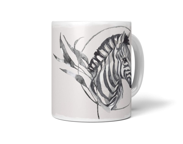 Tasse Porzellan Tier Motiv Zebra Wasserfarben Kunstvoll Aquarell