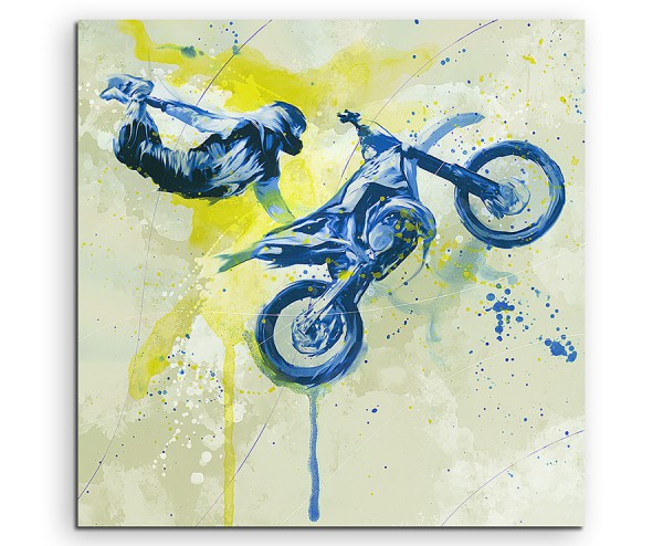Motorrad Xgames 60x60cm SPORTBILDER Paul Sinus Art Splash Art Wandbild Aquarell Art