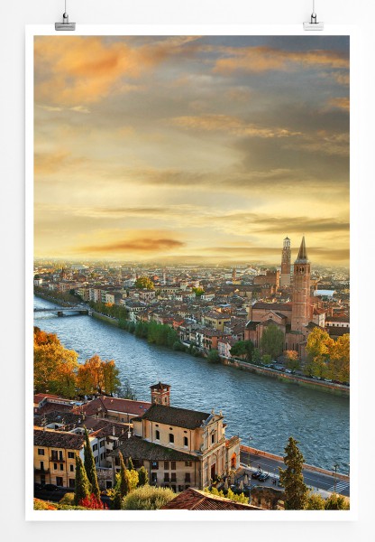 90x60cm Poster Romantisches Verona bei Sonnenaufgang Italien