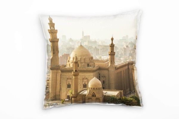 City, Moschee, Kairo, Ägypten, braun Deko Kissen 40x40cm für Couch Sofa Lounge Zierkissen