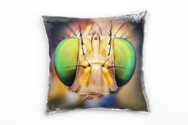 Tiere, Insenk, Fliegen, Augen, orange, grün Deko Kissen 40x40cm für Couch Sofa Lounge Zierkissen
