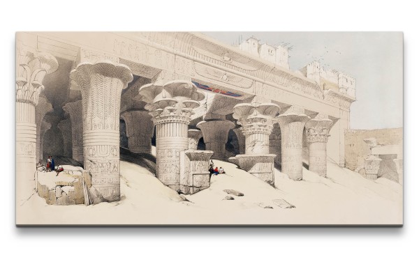 Remaster 120x60cm Ägyptischer Tempel alte Illustration Kunstvoll Schön Ägypten Pharao