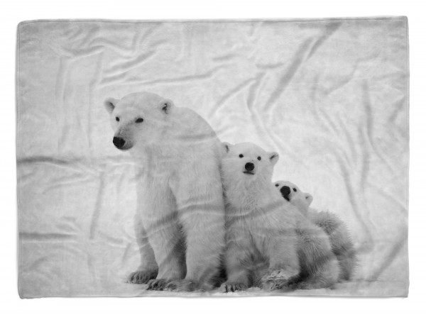 Handtuch Strandhandtuch Saunatuch Kuscheldecke mit Tiermotiv Eisbären Familie