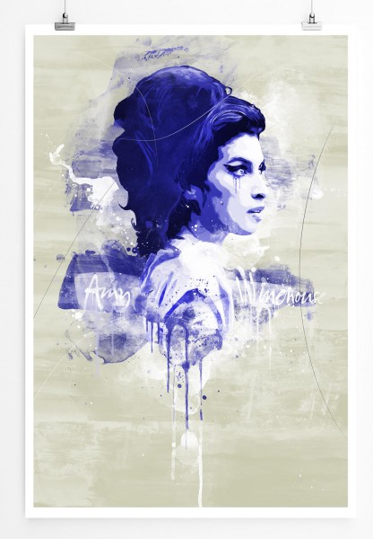 Amy Winehouse II 90x60cm Paul Sinus Art Splash Art Wandbild als Poster ohne Rahmen gerollt