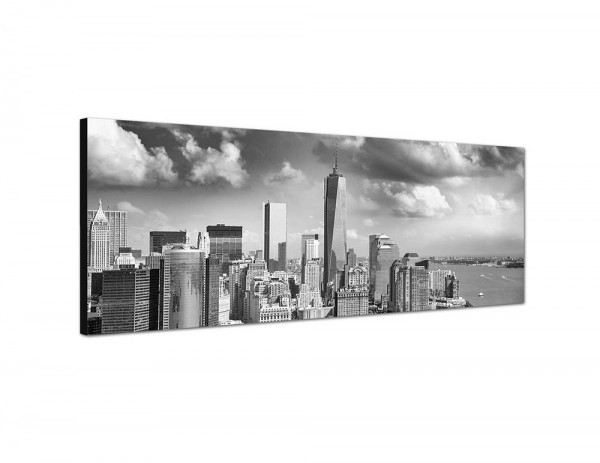 150x50cm Manhattan Hochhäuser Wolkenhimmel grau