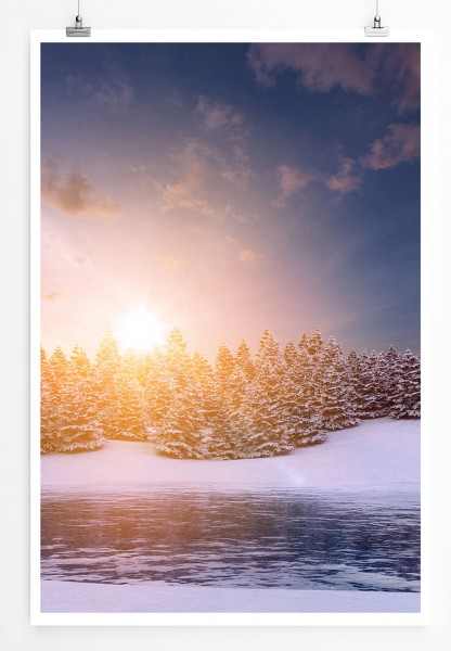 Landschaftsfotografie 60x90cm Poster Alpine Winterlandschaft
