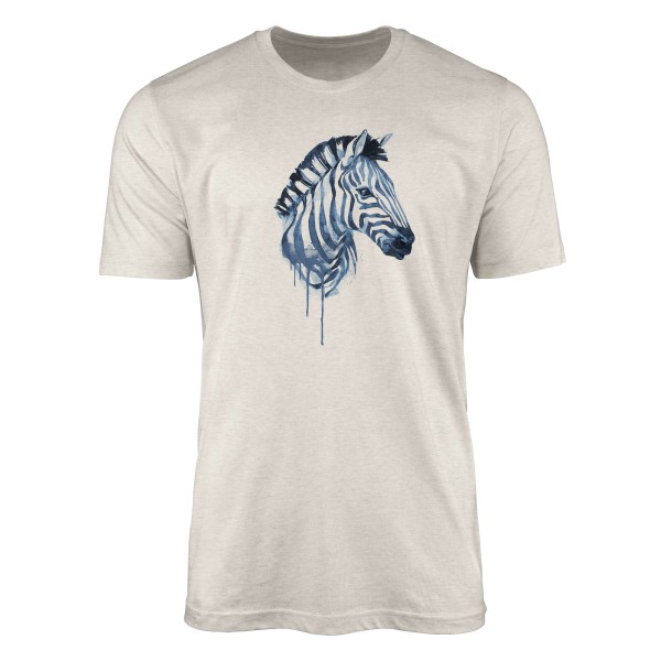 Herren Shirt 100% gekämmte Bio-Baumwolle T-Shirt Aquarell Zebra Motiv Nachhaltig Ökomode aus erneue