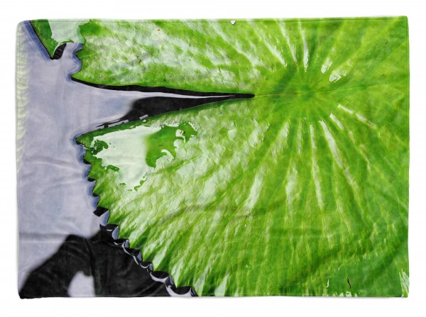 Handtuch Strandhandtuch Saunatuch Kuscheldecke mit Fotomotiv grünes Wasserblatt