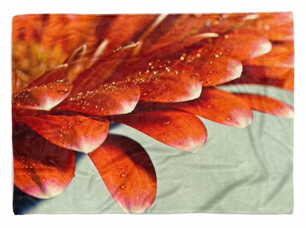 Handtuch Strandhandtuch Saunatuch Kuscheldecke mit Fotomotiv Dahlie Blume rote