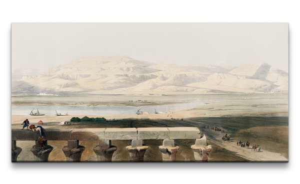 Remaster 120x60cm Ägyptische Landschaft Nil Berge Wüste schöne Illustration