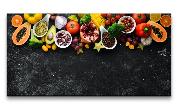 Leinwandbild 120x60cm Früchte Obst Gemüse Essen Kochen Küche