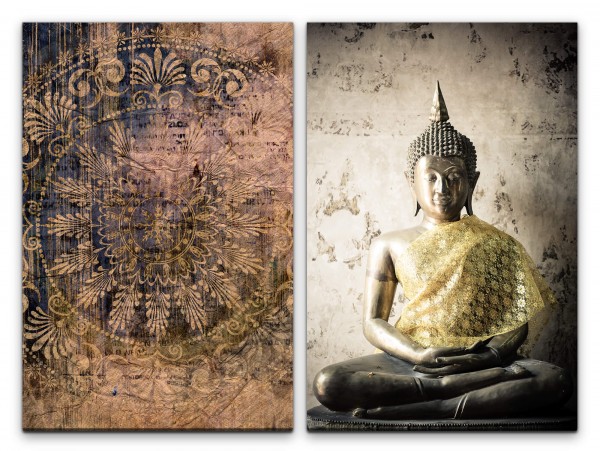 2 Bilder je 60x90cm Buddha Fernost Mandala Meditation Yoga Ruhe Kraft