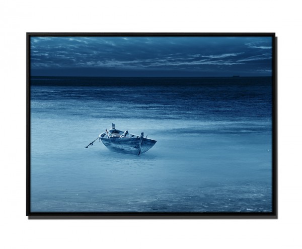 105x75cm Leinwandbild Petrol Boot auf stürmischer See