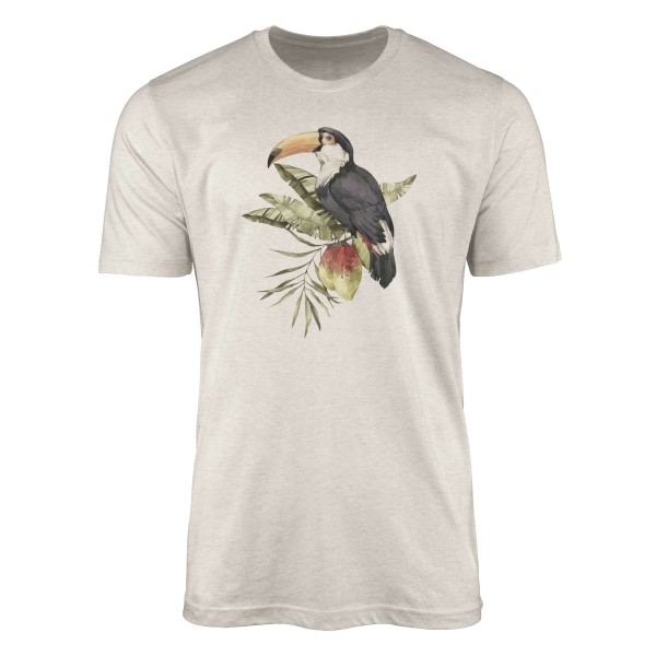 Herren Shirt Organic T-Shirt Aquarell Motiv Nashornvogel Bio-Baumwolle Ökomode Nachhaltig Farbe