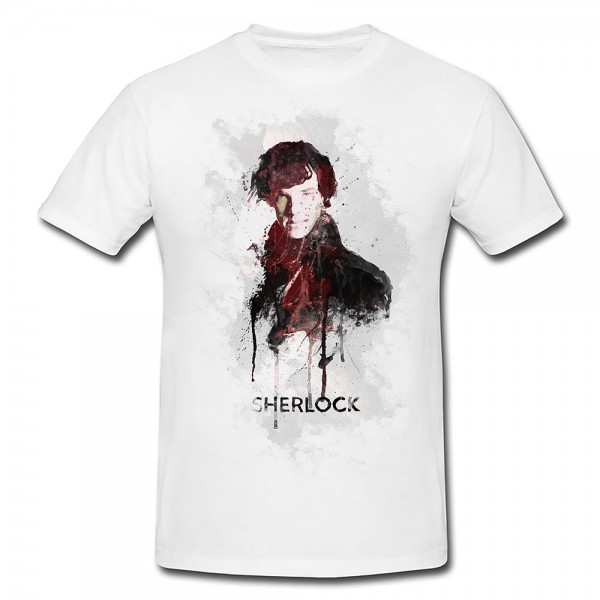 Sherlock Holmes Premium Herren und Damen T-Shirt Motiv aus Paul Sinus Aquarell