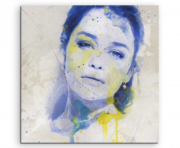 Emilia Clarke Splash 60x60cm Kunstbild als Aquarell auf Leinwand