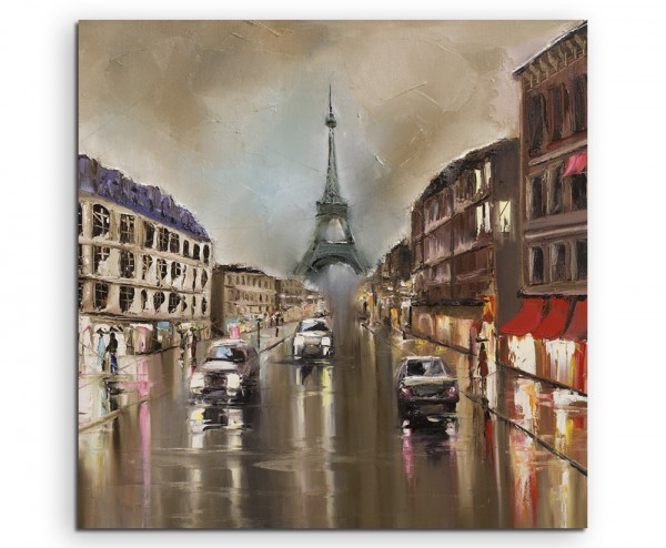 Wandbild Gemälde Fotografie Druck Paris Frankreich bei Regen auf Leinwand 